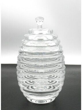 Clear Acrylic Beehive Honey Pot With Dipper Vintage from the 1980's CLEAN